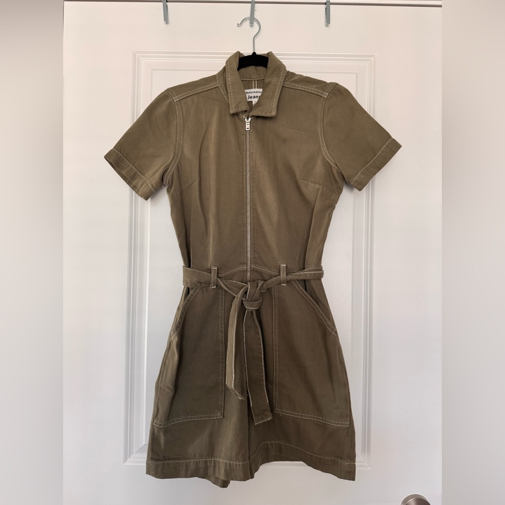 Reformation Olive Green Belted Romper